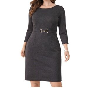 WHBM White House Black Market Gray Sheath Dress 3/4 Sleeve Size 8